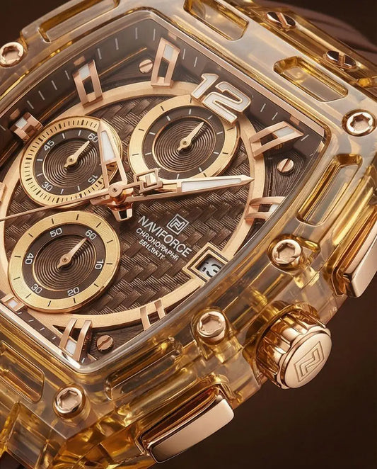 W4-NAVIFORCE Chronograph Watch with Transparent Case - Stylish Timepiece - Raakaat