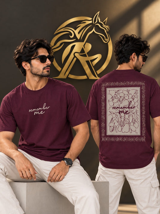 Men’s “Remember Me” Front & Back Graphic T-Shirt – Black & Burgundy |