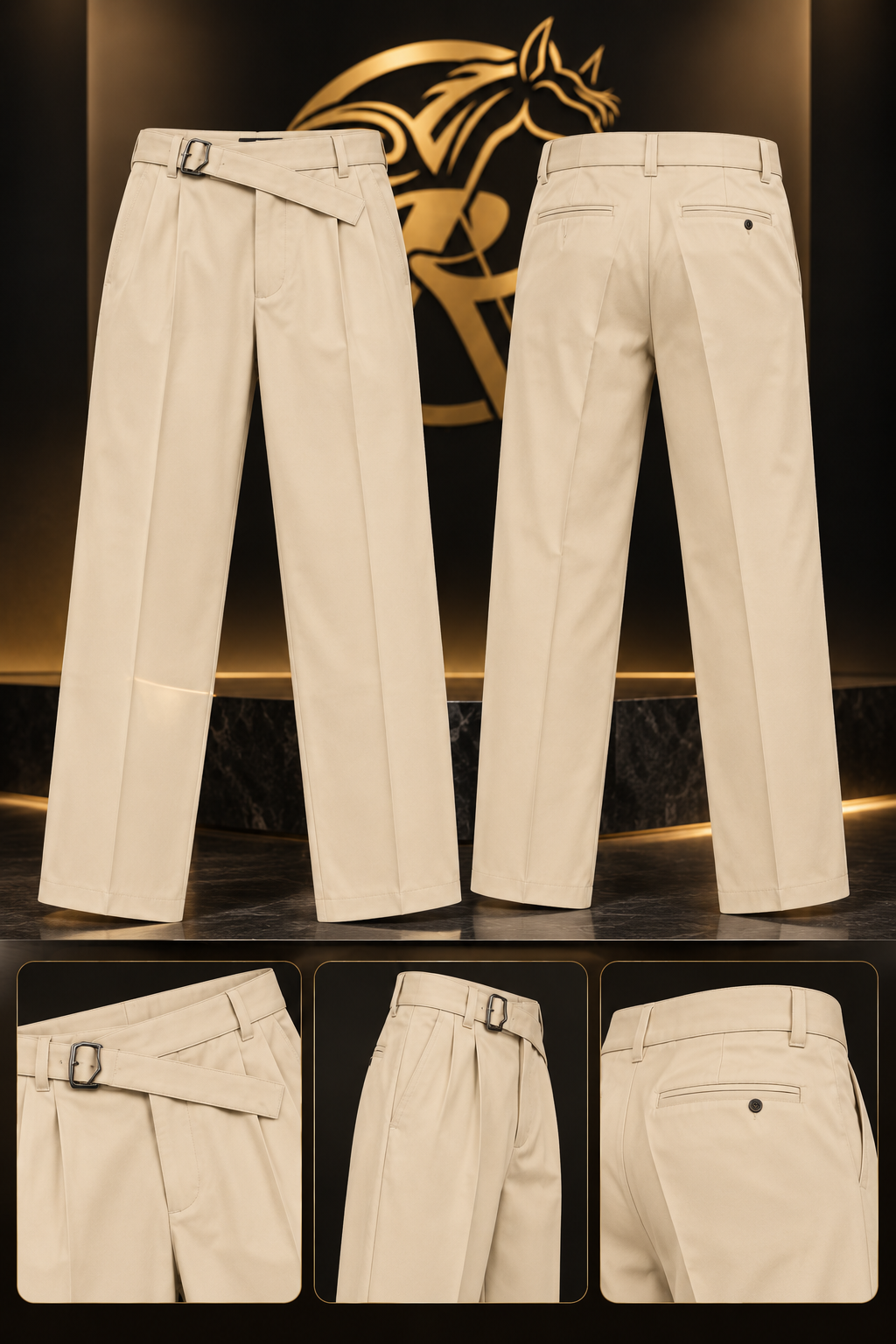 Men’s Korean Style Formal Pants – Premium Straight Fit Belted Trousers