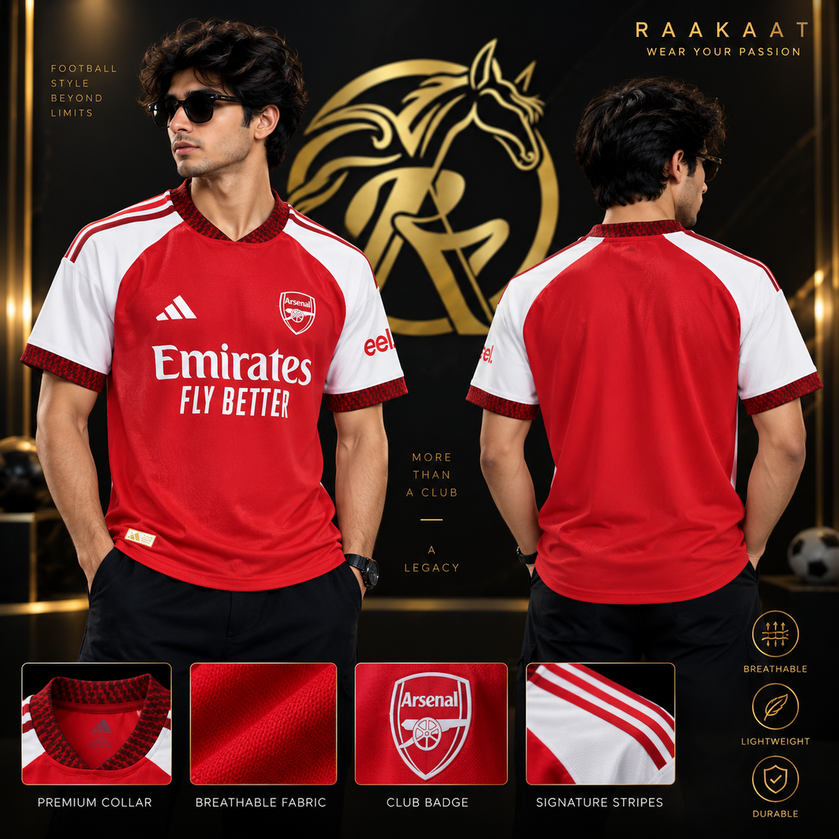 Arsenal Red & White Football Jersey – Premium Men’s Soccer Shirt | Short Sleeve