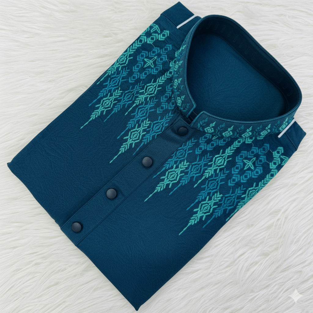 The Azure Horizon Embroidered Panjabi P0007 | 208 - Raakaat