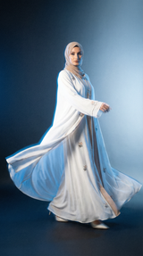White Embroidered Abaya đ€ A0002
