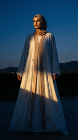 White Embroidered Abaya đ€ A0002