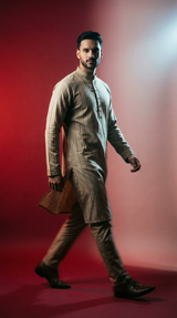 Harvest Gold Textured Panjabi with Intricate Zari Accents P0015