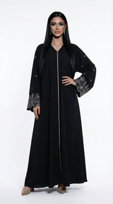 Majestic Bloom Umbrella Black Abaya | A0015