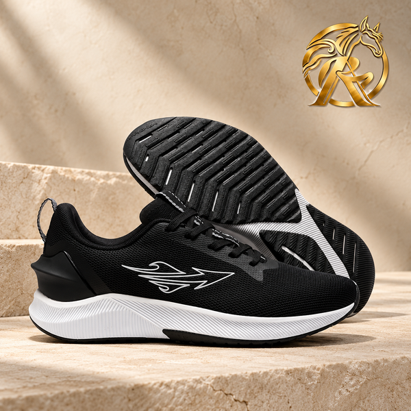 Men's Black & White Emblem Lace-Up Sneakers - product view