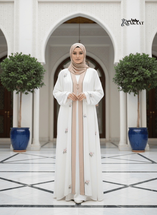 Embroidered Open Abaya with Inner Attached A0002 - Elegant & Stylish - Raakaat
