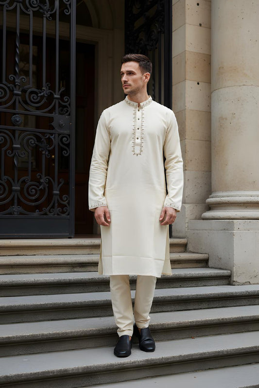 Ivory Royale Embroidered Panjabi P0012 | 230/232 - Raakaat