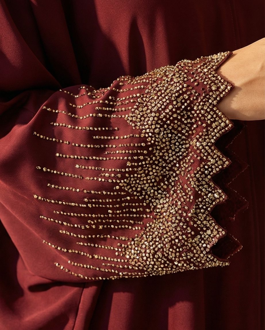 The Royal Maroon Farasha Abaya | 11 - Raakaat
