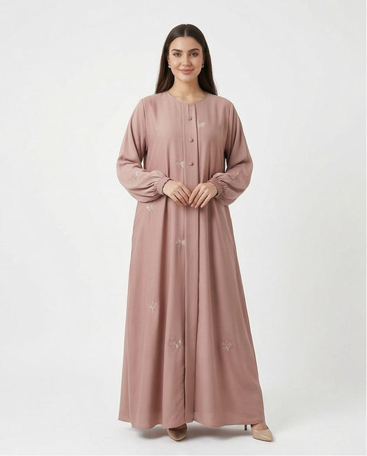 Minimalist Butterfly Embroidery Abaya - Raakaat