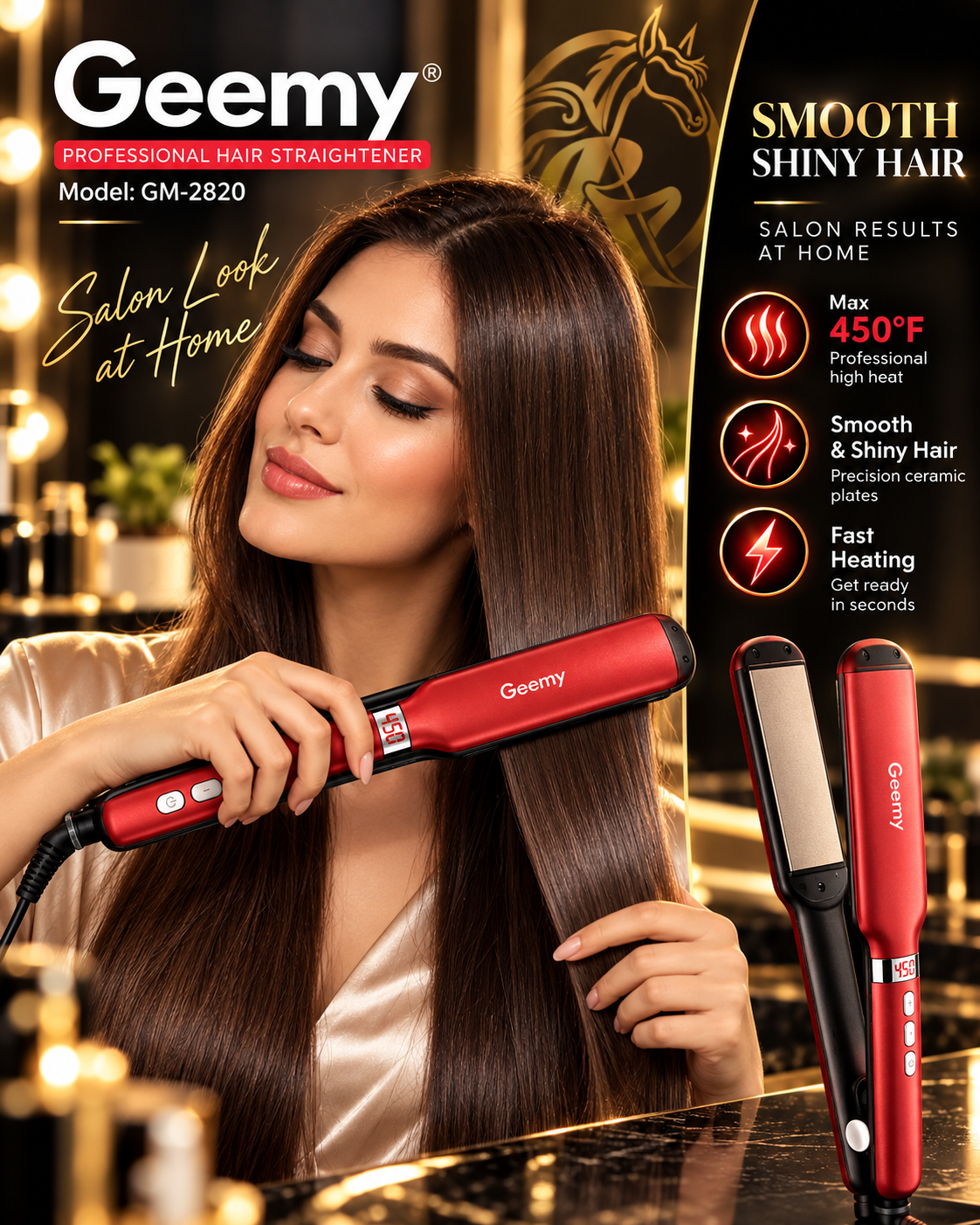 Geemy GM-2820 hair straightener lifestyle image