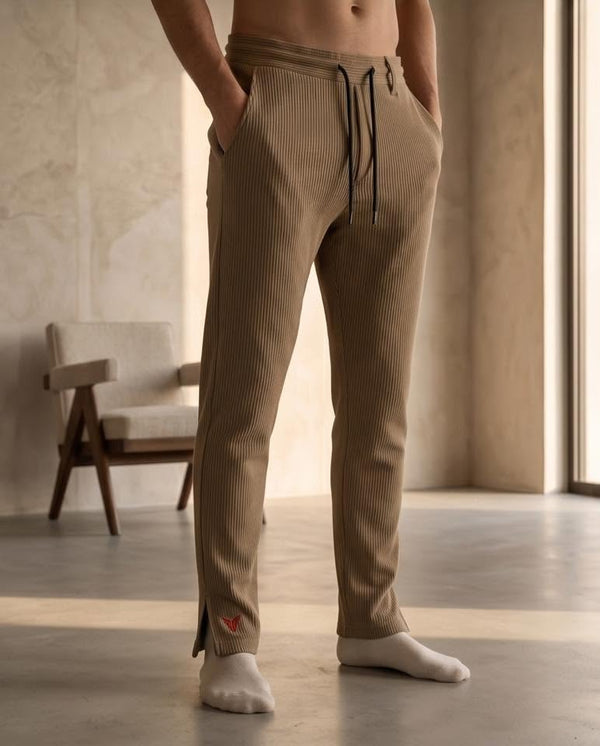 Raakaat beige ribbed men's pants front view