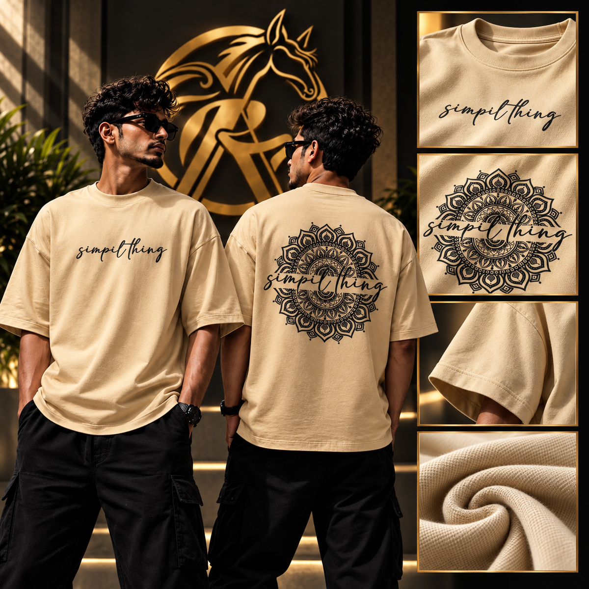 Raakaat beige Simpil Thing oversized graphic T-shirt print and fabric details