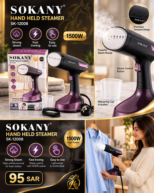 Sokany SK-12008 steamer details and lifestyle image
