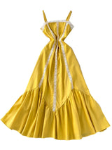 Beach Vaion Sle Long Lace Trimmed Summer Sweet Waist Cinching Maxi Dr Women's Svel High Waist A-Line Gown