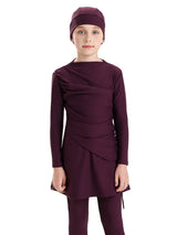 New 2025 Islamic Dubai Modest Abaya 3 Piece Set Burkini Muslim Kids Swimwear Girl With Swim Cap Femme Musulmane Clothing