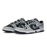[Custom Female style in black and white]Nike Dunk 811 Manufacture Ink White Low-Top Skateboard Shoes GS Gray Black