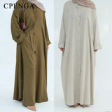 Ramadan Two Piece Linen Muslim Set for Women Elegant Dubai Modest Clothing Islamic Femme Travel Outfit Fashion Turkey Suit 2025