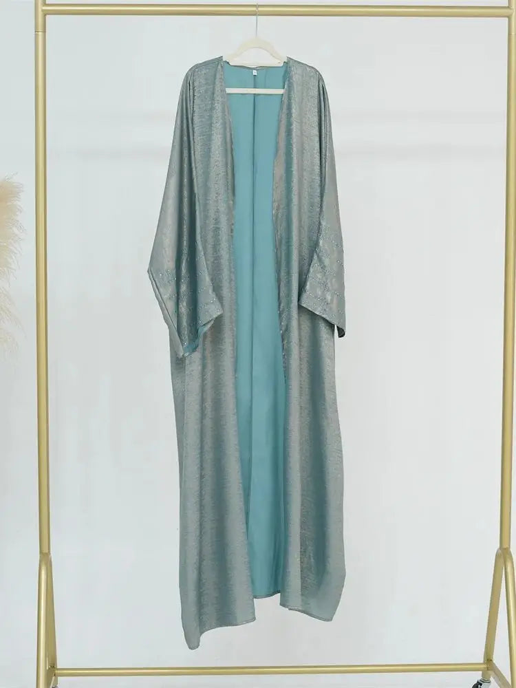 Shiny Satin Open Kimono Abaya Dubai Luxury 2025 Muslim Abayas For Women Kaftan Dress Islam Clothing Robe Femme Musulmane Caftan