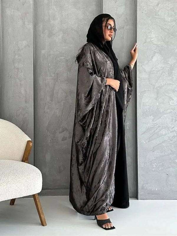 Ramadan Shiny Satin Open Kimono Abaya Dubai Luxury 2024 Muslim Abayas For Women Kaftan Dress Islam Clothing Robe Femme Musulmane