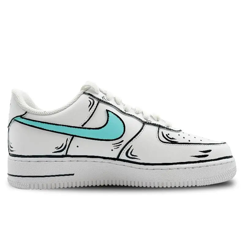 [Custom Cartoonist LAN SBOX]Nike Air Force 1 Low-Top Skateboard Shoes Men's Blue