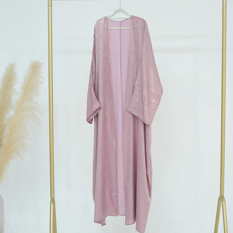 Fashion Shiny Abayas for Women Muslim Kimono Open Cardigan Dubai Kaftan Turkey Robe Arab Kebaya Islam Clothing Ramadan Eid Dress