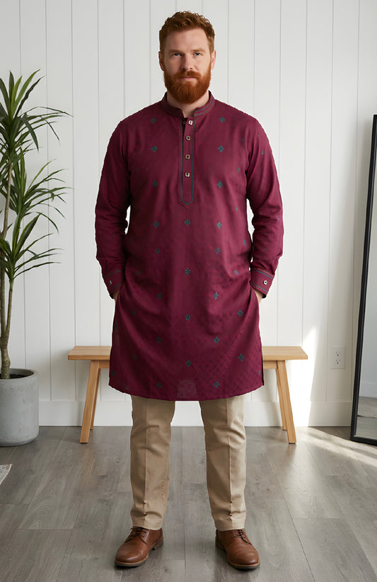 Luxurious Maroon Panjabi | P0036 | 272 - Raakaat