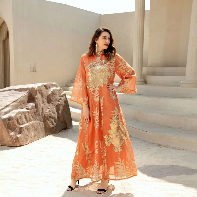 Elegant Muslim Dress Dubai Turkey Robes Islam Saudi Arabia Long Evening Dress Abaya for Women Light Luxury Party Dress Vestidos