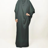 Muslim Fashion Abaya for Women Solid Satin One-piece Prayer Dress with Headscarf Saudi Arab Islamic Clothing Modesty Kaftan Robe