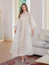 Elegant Dubai Women Dress Abaya Embroidery Morocco Kaftan Vestidos Largos Arab Long Robe Eid Muslim Party Jalabiya Ramadan 2025