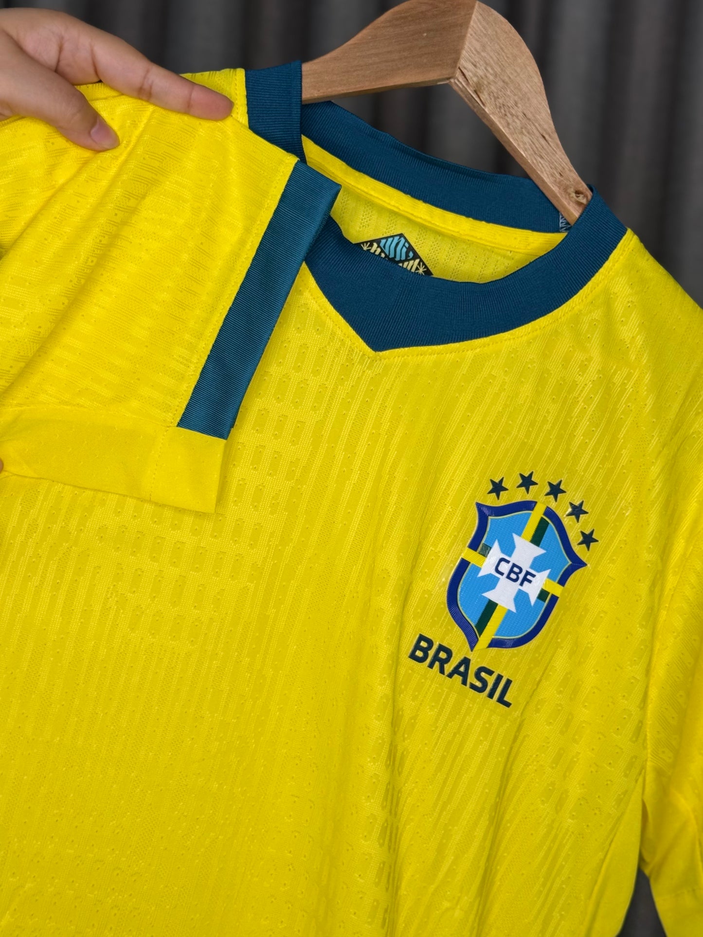 Brazil Home Jersey – Classic Yellow & Green 5-Star National Football T-Shirt