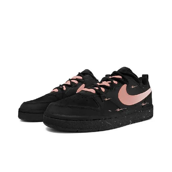 [Custom Black of black]Nike Court Borough Low 2 Black Juren Non-slip Lightweight Low-Top Skateboard Shoes GS Black Pink