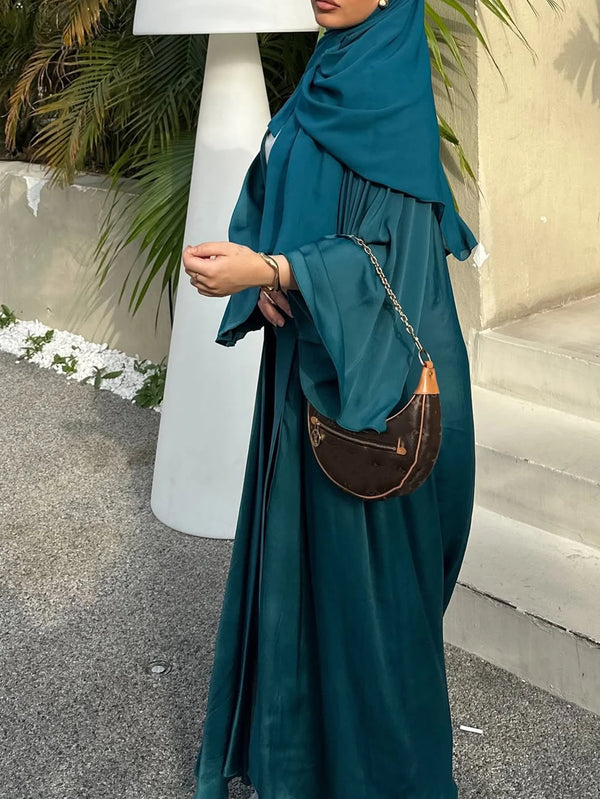 Middle Eastern fashion women's solid color simple and elegant cardigan abaya