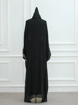 Abaya Scarf Dress 3 Piece Set for Women Cardigan Ramadan Beading Sleeve Dubai Jalabiya Kaftan Vestidos Arab Robe 2025