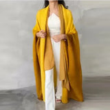Wind Coat for Women 2024 Autumn New Style Gradient Color, Plus Fat and Enlarged Bat Sleeves, Scarf Style Long Outerwear