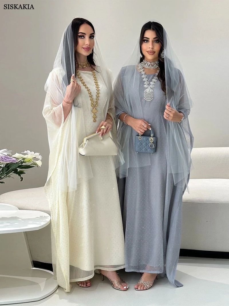 Dubai Elegant cock abaya Polka Dot Dresses Long Dolman Sleeve For Muslim Women's Brief Kaftan
