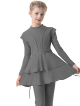New 2024 Islamic Dubai Modest Abaya 3 Piece Set Black Burkini Muslim Kids Swimwear Girl With Swim Cap Femme Musulmane Clothing