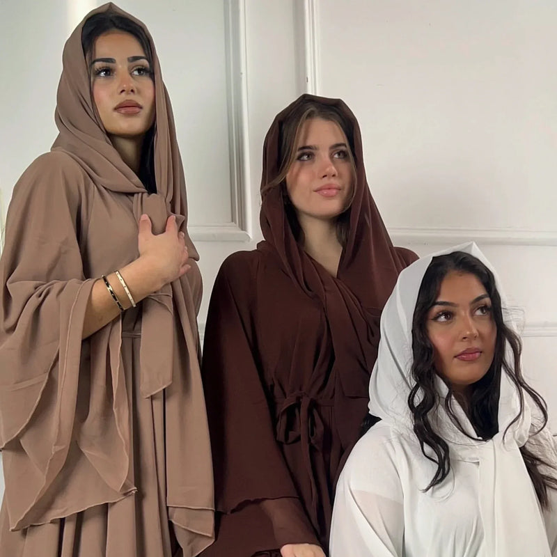 Chiffon Hijab Dresses for Women Muslim Open Kimono Abaya Modest Kaftan Dubai Arabic Robe Islamic Kebaya Jalabiya Caftan Clothing
