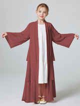 Kebaya Muslim Girls Abaya 3 Layered Chiffon Kids Abaya Dress Open Front   Outerwear (Without Hijab)