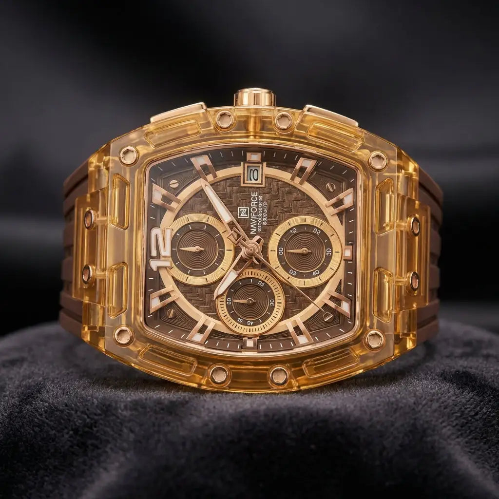 W4-NAVIFORCE Chronograph Watch with Transparent Case - Stylish Timepiece - Raakaat