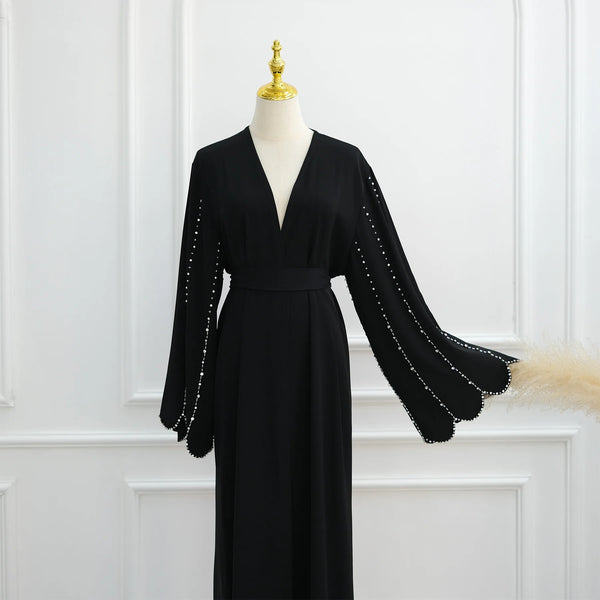 Dubai Diamond Kimono Cardigan Black Open Abaya Women Muslim Dress Turkey Kaftan Kebaya Caftan Marocain Femme Robe Islam Jalabiya