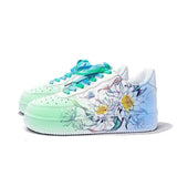 [Custom Lotus emerging from water]Nike Air Force 1 Anti-Slip Wear-Resistant Lightweight Breathable Low-Top Skateboard Shoes W