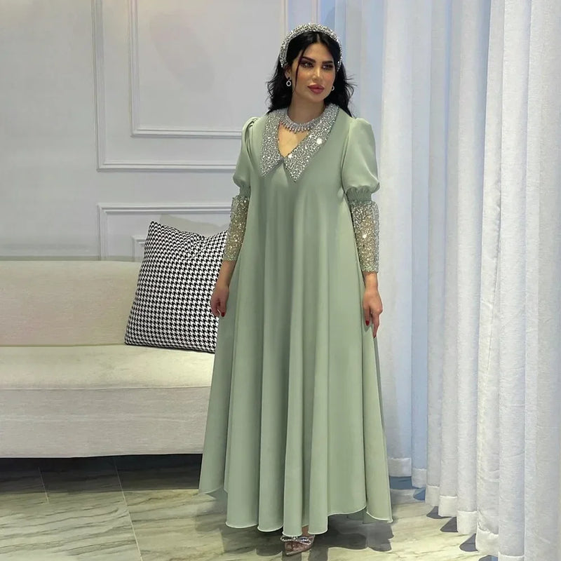 Abaya Dubai Turkey Muslim Women Long Loose Maxi Dress Women's Robe Fashion Sequin Beaded Splicing Middle East Dress