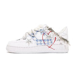 [Custom Christmas blue diamond-shaped pearl women's edition]Nike Air Force 1 Skateboard Shoes Women's Low-Top Blue