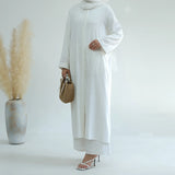 Ramadan Two Piece Linen Muslim Set for Women Elegant Dubai Modest Clothing Islamic Femme Travel Outfit Fashion Turkey Suit 2025