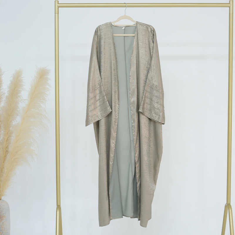 Fashion Shiny Abayas for Women Muslim Kimono Open Cardigan Dubai Kaftan Turkey Robe Arab Kebaya Islam Clothing Ramadan Eid Dress