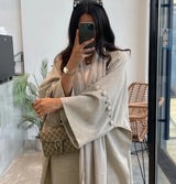 2025 Arabic Muslim Women Modest Cardigan Elegant Dubai Plain Abaya Dress Islamic Party Outfit Fashion Loose Turkey Kaftan Robe