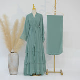 Chiffon Hijab Dresses for Women Muslim Open Kimono Abaya Modest Kaftan Dubai Arabic Robe Islamic Kebaya Jalabiya Caftan Clothing