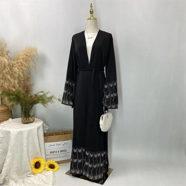 Luxury Dubai Abaya Diamonds Muslim Women Kimono Cardigan Arab Robe Party Dress Eid Morocco Caftan Kebaya Ramadan Abayas Jalabiya