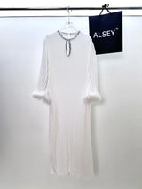 Abaya Women Dress Muslim Pleated Feather Dubai Vestidos Largos Long Dresses Kaftan Arab Robe Party Caftan Jalabiya Ramadan